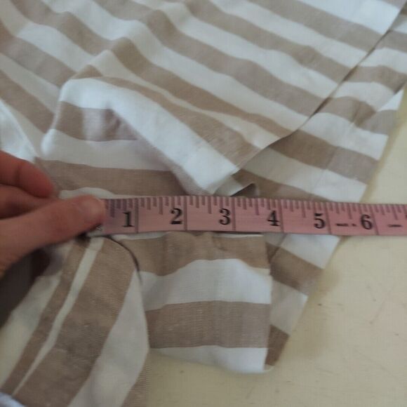 A New Day Large Beige Striped Linen Blend Pull-On Shorts Sz Large - Picture 8 of 9